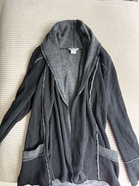 Hard Tail Dark Gray Hooded Open-Front Cardigan
